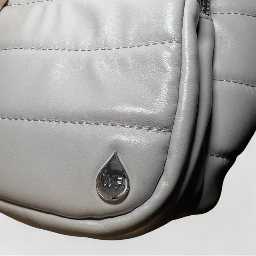 Wanderfull Puffer Water Bottle Carrier Crossbody Vegan Leather Gray EUC Fitness - Picture 4 of 7